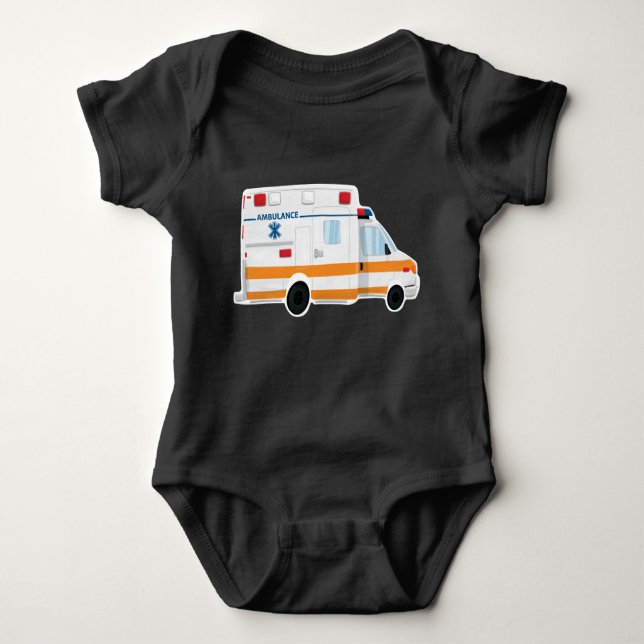 Camiseta Bodysuit bonito do bebê da ambulância (Frente)