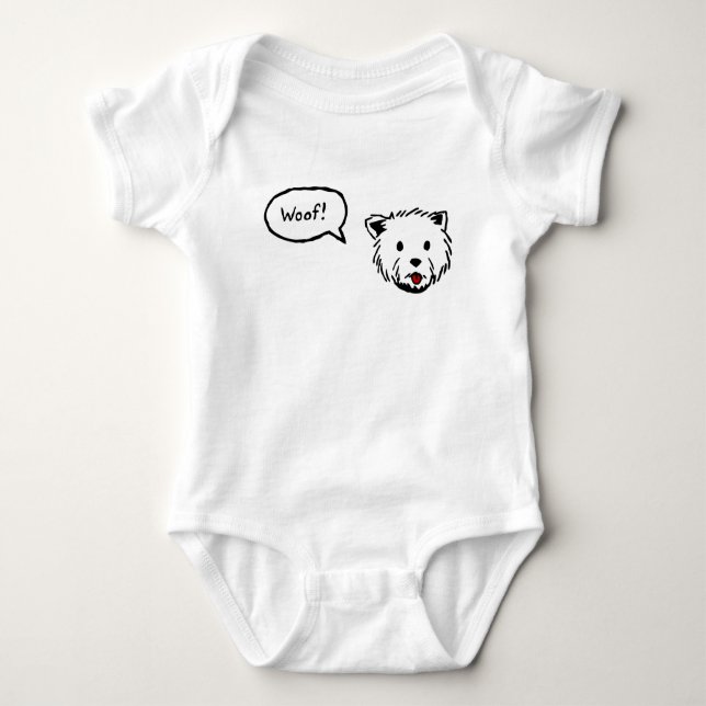 Camiseta Bodysuit da Capa do Short do Woof de Westie (Frente)