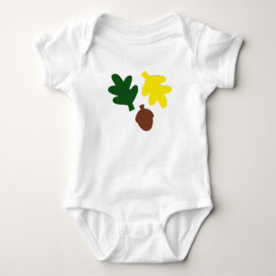 Camiseta Bodysuit do bebê com folhas e bolota do carvalho