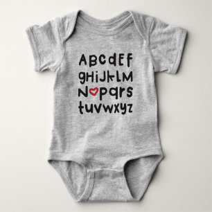 Camiseta Bodysuit do bebê de ABC do coração