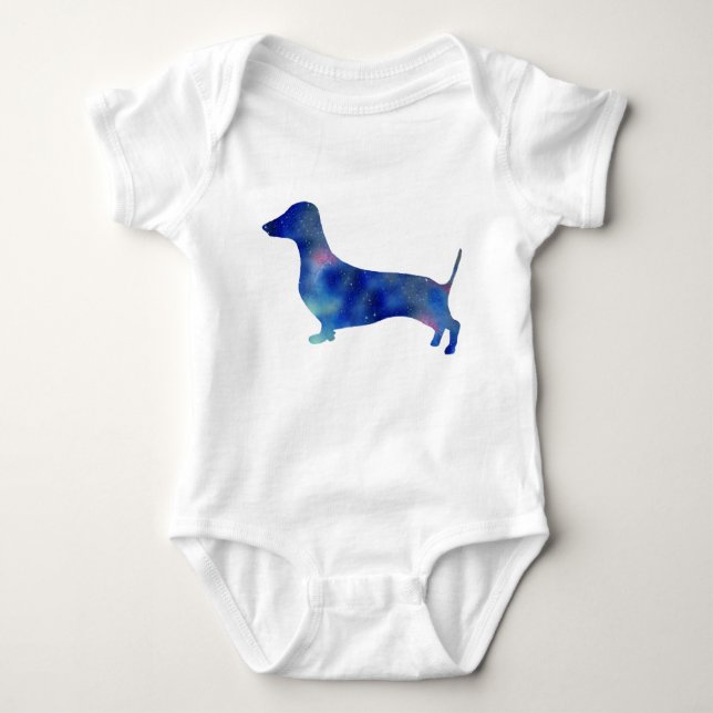 Camiseta Bodysuit do jérsei do bebê, cão branco do (Frente)