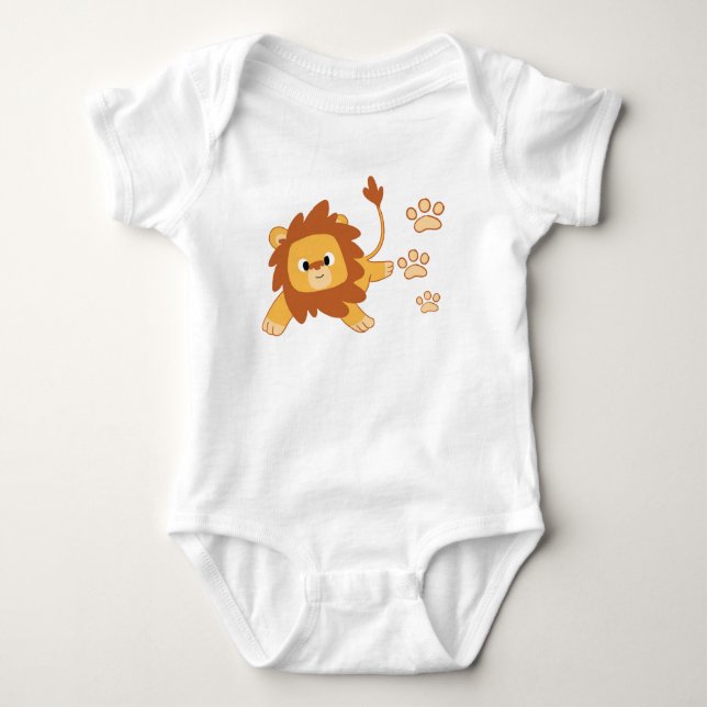 Camiseta Bodysuit do jérsei do bebê da pegada do leão (Frente)