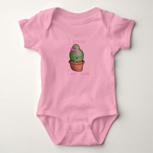 Camiseta Bodysuit do tutu do bebê, cacto bonito cor-de-ros