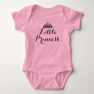 Camiseta Bodysuit Princesa Pequena Rosa Tutu de Bebê