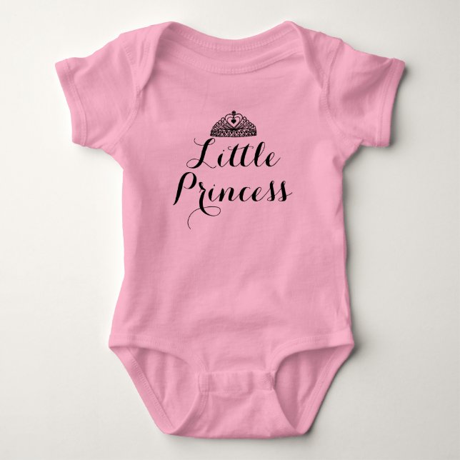 Camiseta Bodysuit Princesa Pequena Rosa Tutu de Bebê (Frente)