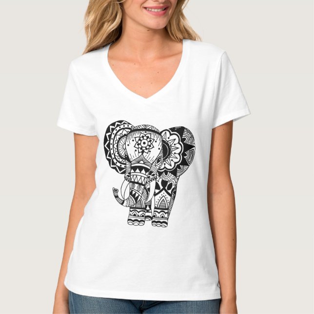 Camiseta boémia do elefante (Frente)