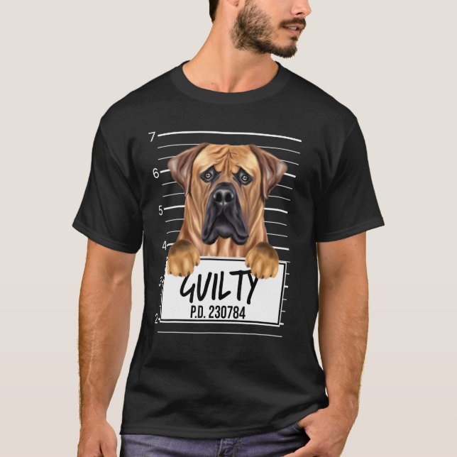Camiseta Boerboel Mugshot Guilty Dog (Frente)