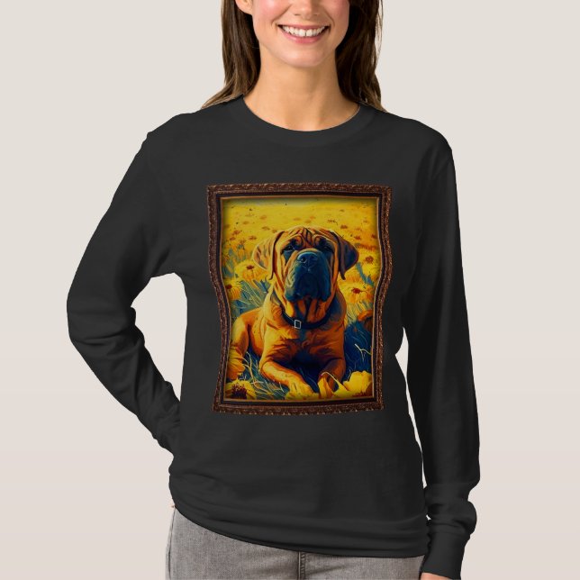 Camiseta Boerboel Painting Sunflower Flower Mom Women Flora (Frente)