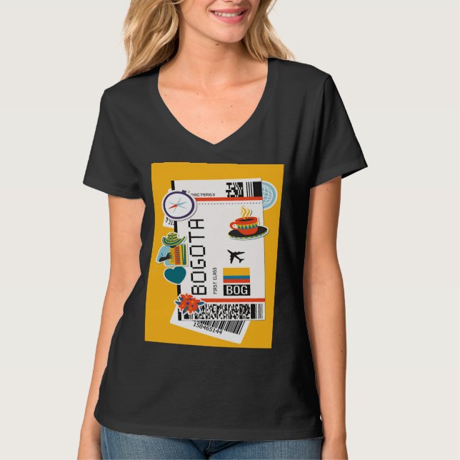 Camiseta Bogotá Colombia City Skyline Silhouette Outline Sk (Frente)