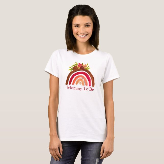 Camiseta Bohemian Boho Rainbow Chá de fraldas Terthy Cute (Frente Completa)