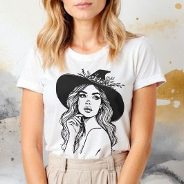 Camiseta Bohemian Witch Line Art Spooky Season Halloween