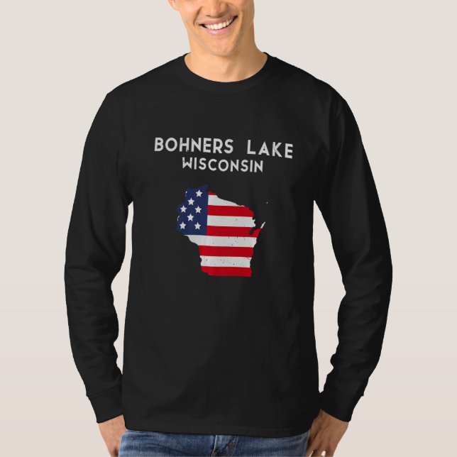 Camiseta Bohners Lake Wisconsin EUA State America Viagem Wi (Frente)