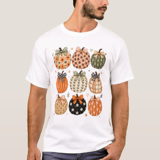 Camiseta Boho Abóbora Preppy Outono Fofo Coquette Outono Do