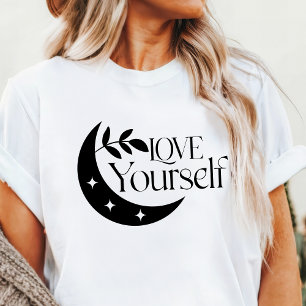 Camiseta Boho Ame a Si Mesma Lua Crescente Inspirador