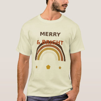 Camiseta Boho Arco-íris Alegre e Brilhante, Natal Retrô 