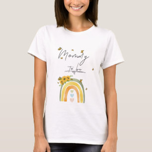 Camiseta Boho Arco-íris Com Girassóis Mamãe-de-vir 