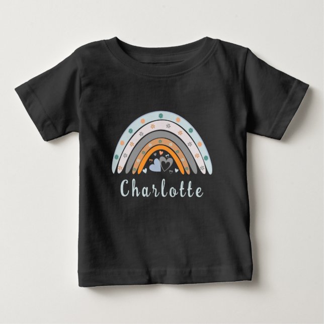 Camiseta Boho Arco-Íris com Nome Personalizado (Frente)
