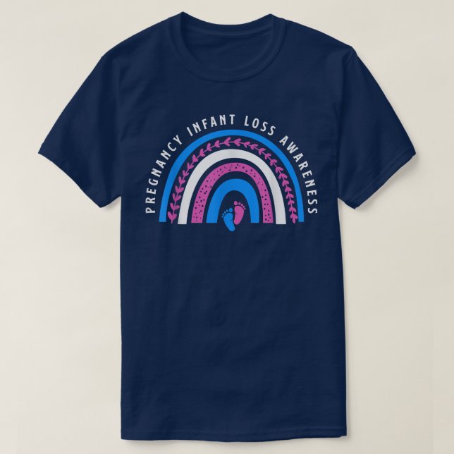 Camiseta Boho Arco-Íris Cor-de-rosa Azul Gravidez Criança P (Frente do Design)