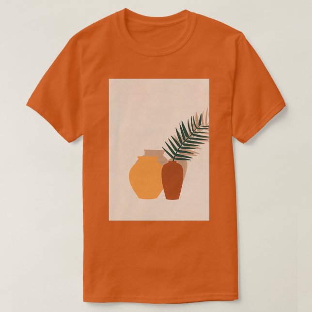 Camiseta Boho Art Mínimo Contemporâneo De Potência De Folha (Frente do Design)