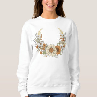 Camiseta Boho Autumn Sunflower & Daisy Wreath with Pampas