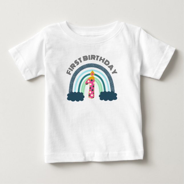 Camiseta Boho Baby Girl do Primeiro Aniversário (Frente)