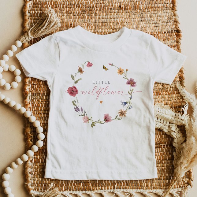 Camiseta Boho Borboleta Flor Silvestre Menina Primeiro Aniv (Criador carregado)