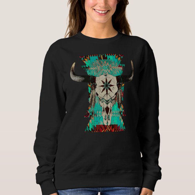 Camiseta Boho Bull Caveira Turquoise Asttec País Ocidental  (Frente)