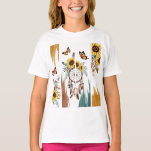 Camiseta Boho Butterfly Feather Dreamcatcher T Shirt Ferr