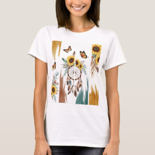Camiseta Boho Butterfly Feather Dreamcatcher T Shirt Ferr