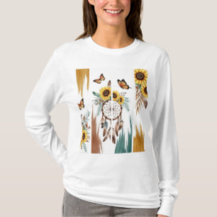 Camiseta Boho Butterfly Feather Dreamcatcher T Shirt Ferr