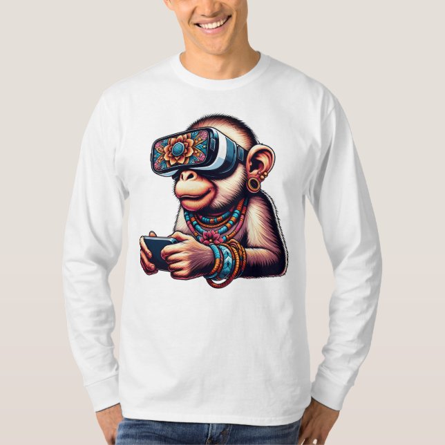 Camiseta Boho Chic Monkey: Uma Trendência, Teia Animal Artí (Frente)