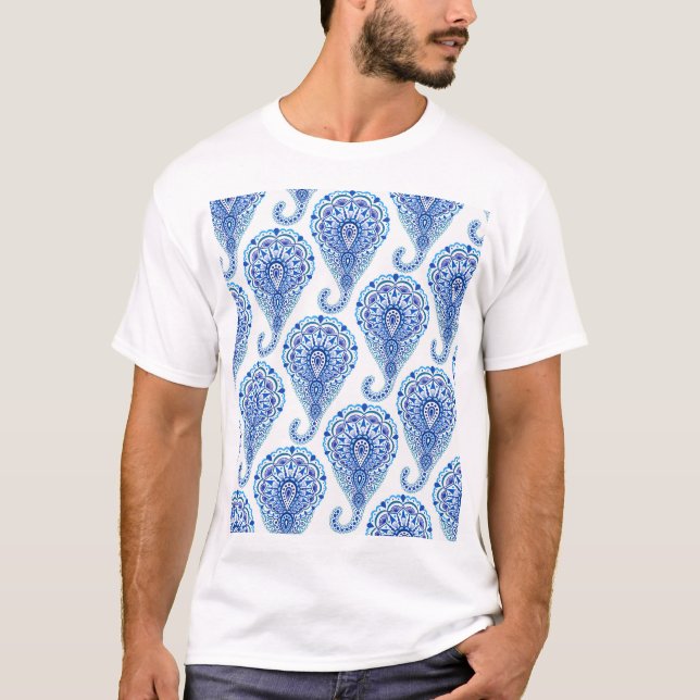 Camiseta Boho Chic Paisley Seamless Oriental (Frente)