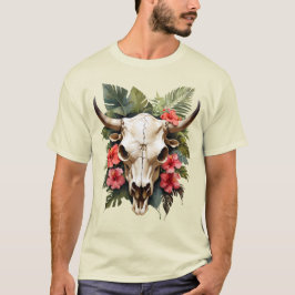 Camiseta Boho Chic Watercolor Vaca Tropical