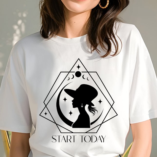 Camiseta Boho Comece Hoje Mulher Geométrica Inspiradora (Criador carregado)