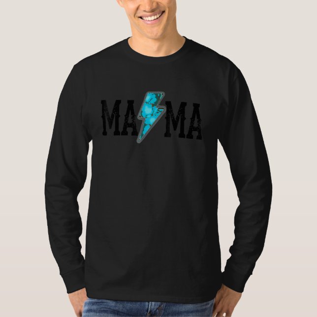 Camiseta Boho Country Ocidental Turquesa Relâmpago Wes (Frente)