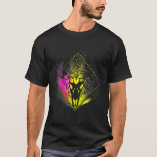 Camiseta Boho Crânio de Vaca Flores Diamante Rosa e Amarelo