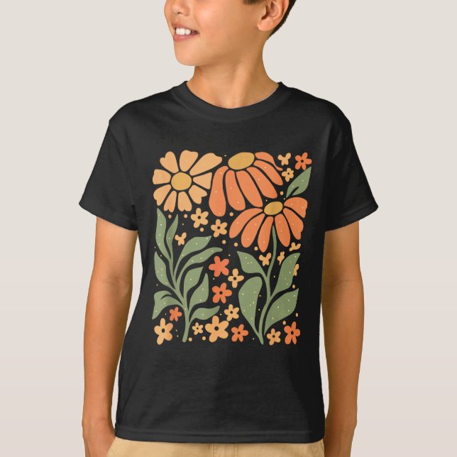 Camiseta Boho Daisy Flower,retro Floral Funny Gift Tee Wome (Frente)