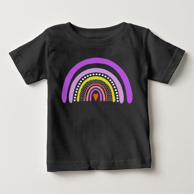 Camiseta Boho Doodle Coração Arco-Íris (Frente)