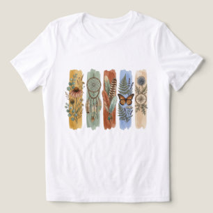 Camiseta Boho Elementos da Natureza Aquarela Estética Terro