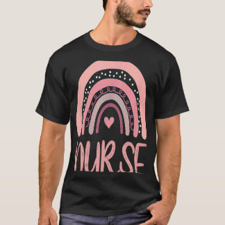 Camiseta Boho Enfermeira Cute Pink Rainbow Day CMA Love Nu