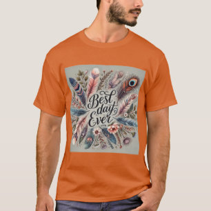 Camiseta Boho Feather Best Day Ever Mens Tshirt
