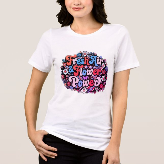 Camiseta Boho Flor Poder Gráfica (Frente)