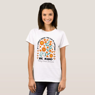 Camiseta Boho Floral Câncer de rim Be Kind