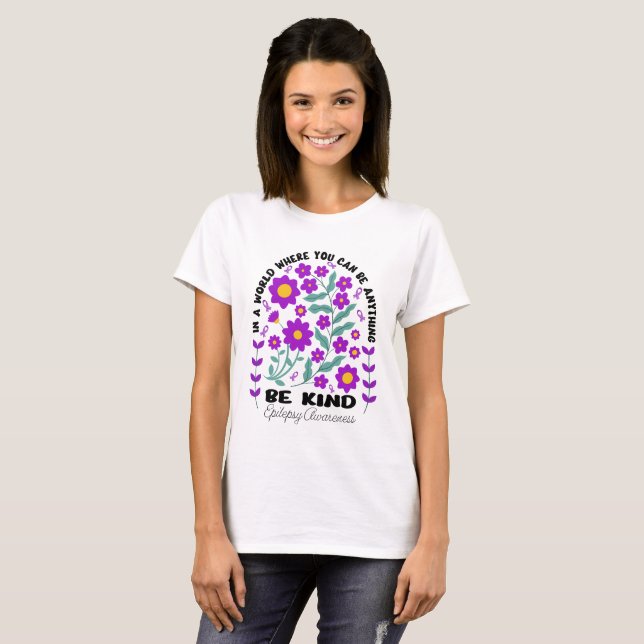 Camiseta Boho Floral Epilepsia Seja gentil (Frente Completa)