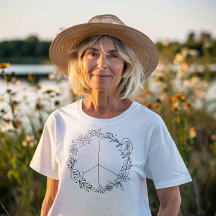 Camiseta Boho Floral Peace Sign