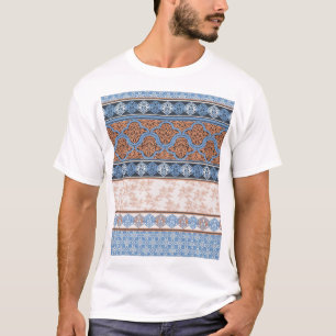 Camiseta Boho Floral Stripes: Coleção Étnica Sem Costura