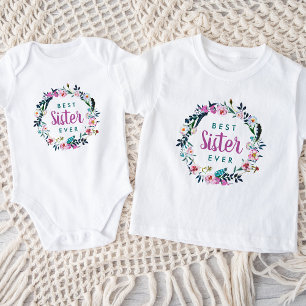 Camiseta Boho Floral Wreath Best Sister