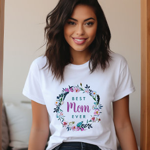 Camiseta Boho Floral Wreath Melhor Mãe