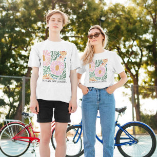 Camiseta Boho Flores e Citação Sem Chuva Sem Flor