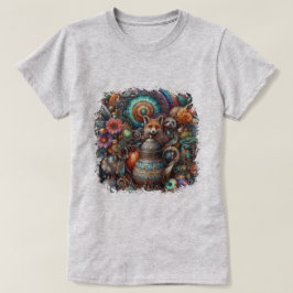 Camiseta Boho Fox Raccoon Floral Design